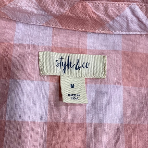 Style & Co Button-up Pink Checkered Camp Shirt size M​ - Picture 4 of 11